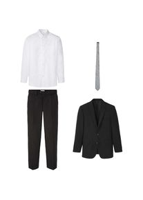 bonprix, Herren, Anzug Set, 4 tlg. bequem festlicher Stil, bequeme Passform, aus Polyester und Baumwolle, schwarz, 58 - N-Gr, Festlicher Stil f&uuml;r 