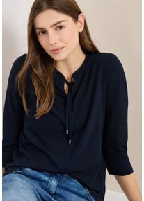 3/4-Arm-Shirt Cecil, Damen, Gr. XS (36), universal blau, Jersey, Obermaterial: 48% Baumwolle, 48% Modal, 4% Elasthan, unifarben, l&auml;ssig geschnitten h&uuml;ftbedeckend, Rundhals, Shirts 3/4-Arm-Shirt, Sommershirt im Tunika-Look