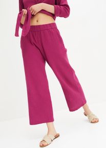 Marlene-Hose bonprix, Damen, Gr. 44, N-Gr, violett, Web, Obermaterial: 100% Baumwolle, loose fit, Hosen Marlene-Hose, aus reiner Baumwolle, weites Musselin-Material, Loose Fit Passform
