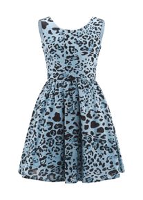 Sommerkleid happy girls, M&auml;dchen, Gr. 152, N-Gr, ohne &Auml;rmel, Web, blau (light blau), Web, Obermaterial: 100% Baumwolle. Futter: 100% Baumwolle, bedruckt, Basic kniebedeckend, Rundhals, Kleider Sommerkleid, mit modischem Cut-Out im R&uuml;cken