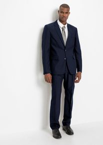 Anzug bonprix, Herren, Gr. 60, N-Gr, blau (dunkelblau, wei&szlig;, puderblau), Web, Obermaterial: 100% Polyester. Obermaterial 2: 100% Baumwolle. Futter: 100% Polyester, gepflegt, unifarben, festlich, bequem, Anz&uuml;ge Anzug, festlicher Stil, bequeme Passform, aus Polyester und Baumwolle, Topseller