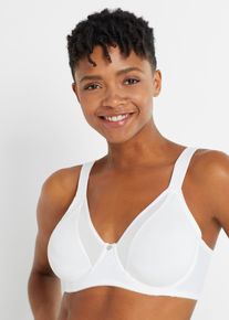 Minimizer-BH bonprix, Damen, Gr. 100, Cup G, wei&szlig;, Obermaterial: 80% Polyamid, 20% Elasthan. Futter: 80% Polyamid, 20% Elasthan. Netzfutter: 92% Polyamid, 8% Elasthan, unifarben, BHs Minimizer-BH, nahtloser BH im zarten Meshlook