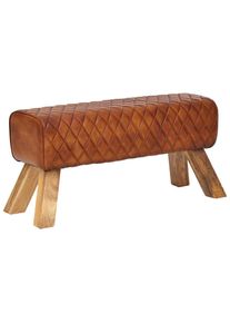 Mid.you , Braun , Leder , Echtleder , Ziegenleder , Mangoholz , massiv , 89x46x35 cm , Esszimmer, B&auml;nke, Polsterb&auml;nke