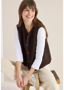 Fellweste Cecil "Curly fake Wool", Damen, Gr. XL (44), macchiato braun, Fleece, Obermaterial: 100% Polyester, unifarben, normal h&uuml;ftbedeckend, Rundhals, Westen Fellweste, in Woll-Optik