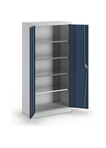Mauser Magazijnkast, h x b = 1950 x 950 mm, diepte 500 mm, frame lichtgrijs, deuren briljantblauw