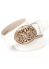 Lederg&uuml;rtel Anthoni Crown, Herren, Gr. 90, wei&szlig;, Leder, unifarben, G&uuml;rtel Lederg&uuml;rtel, mit Lilie und Ornamenten