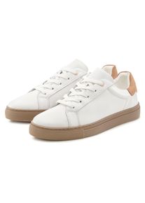 Sneaker ELBSAND "Schn&uuml;rschuh, Freizeitschuh, Lederschuh, Halbschuh, Turnschuh", Damen, Gr. 36, wei&szlig;, Obermaterial: 100% Rindsleder. Decksohle: 100% Textilmaterial. Futter: 100% Textilmaterial. Laufsohle: 100% Synthetik, unifarben mit Farbeinsatz, Schuhe Sneaker, Ledersneaker, Schn&uuml;rhalbschuh aus Leder