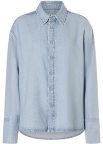 Jeansbluse MAC "OVER SHIRT", Damen, Gr. XL, blau (essential blau wash), Denim/Jeans, Obermaterial: 100% Lyocell, used, bequem h&uuml;ftbedeckend, Manschette, Blusen Jeansbluse, mit breiter Manschette