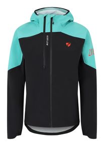 Regenjacke Ziener "NEMIL-Z", Herren, Gr. 56, schwarz (schwarz.tropical teal), Obermaterial: 100% Polyester, Jacken Regenjacke