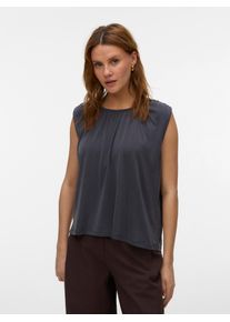 V&eacute;ro Moda Shirttop VERO MODA "VMFILLI SL TOP JRS NOOS", Damen, Gr. XL, grau (asphalt), Jersey, Obermaterial: 70% Modal, 30% Polyester, unifarben, normal, Rundhals, Tops Shirttop, Materialmix