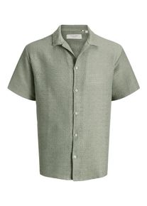 Jack & Jones Kurzarmhemd JACK & JONES "JORMONTAUK CROCHET SHIRT SS SA26", Herren, Gr. XL, N-Gr, gr&uuml;n (seagrass), Web, Obermaterial: 60% Polyester, 40% Baumwolle, gemustert, relaxed fit normal, Hemden Kurzarmhemd
