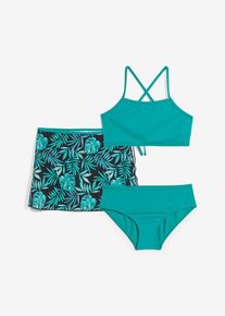 bonprix Costum de baie și fustă (set/3 piese), verde, 128/134