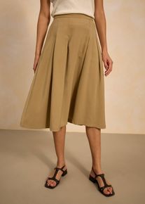 bonprix Femei Fustă plisată din material moale cu viscoză, maro, 48