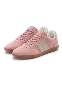 Sneaker ELBSAND "Freizeitschuh, Schn&uuml;rschuh, Turnschuh, Retro Sneaker, Lederschuh", Damen, Gr. 37, Textil, rosa (ros&eacute;), Obermaterial: 100% Rindsleder. Decksohle: 100% Textilmaterial. Futter: 100% Textilmaterial. Laufsohle: 100% Synthetik, unifarben mit Farbeinsatz, Basic, Schuhe Sneaker, Ledersneaker, Schn&uuml;rhalbschuh aus Leder im modernen Retro Look Unisex