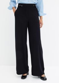 Jerseyhose bonprix, Damen, Gr. 44/46 (L), N-Gr, schwarz, Jersey, Obermaterial: 70% Viskose, 25% Polyester, 5% Elasthan, regular fit, Hosen Jerseyhose, aus Viskose, mit elastischem Anteil, regular fit