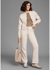 Freizeitanzug OCEAN SPORTSWEAR, Damen, Gr. 34, beige, angeraute Sweatware, Obermaterial: 60% Baumwolle, 40% Polyester. B&uuml;ndchen: 95% Baumwolle, 5% Elasthan. Kragen: 95% Baumwolle, 5% Elasthan, unifarben, Sportanz&uuml;ge Freizeitanzug, aus angerauter Sweatware, mit Elasthan in B&uuml;ndchen und Kragen
