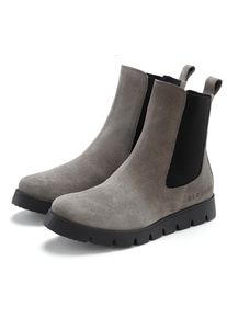 Stiefelette ELBSAND "Schlupfstiefel, Stiefel, Sommerstiefelette, Boots, Lederstiefelette", Damen, Gr. 40, Textil, grau, Obermaterial: 100% Rindsleder. Decksohle: 100% Textilmaterial. Futter: 100% Textilmaterial. Laufsohle: 100% Synthetik, unifarben, Basic, Schuhe Stiefelette, Bikerboots, Chelseaboots aus Leder mit Stretcheins&auml;tzen