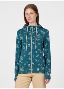 Sweatjacke Ragwear "PAYA PRINT", Damen, Gr. XL, gr&uuml;n (ocean gr&uuml;n), Sweatware, Obermaterial: 48% Viskose, 47% Polyester, 5% Elasthan, bedruckt, normal, Rundhals, Sweatjacken Sweatjacke, Bestseller aus d&uuml;nner Viskosemischung und Allover-Print