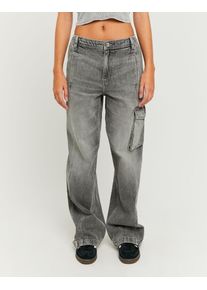 Cargojeans Tally Weijl "SPADEGINNA", Damen, Gr. 42, N-Gr, grau wash, Denim/Jeans, Obermaterial: 100% Baumwolle, Abriebeffekte, lang, Jeans Cargojeans, Baumwolle, baggy