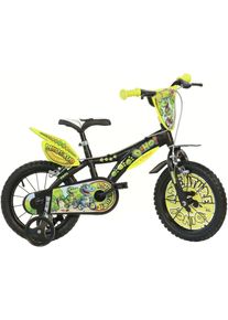 Kinderfahrrad DINO BIKES "Dinosaurier T-Rex" Gr. 30, schwarz, Fahrr&auml;der, Kinder, 30cm, 16 Zoll (40,64cm), Kinderfahrrad, mit St&uuml;tzr&auml;dern, Frontschild und coolen Schutzblechen