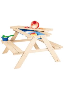 Wasserspieltisch Pinolino "Matsch-Nicki f&uuml;r 4", beige (natur, blau), Wasserbahnen, Kinder, B/H/L: 88cm x 51cm x 89cm, Holz, Kunststoff, Wasserspieltisch, BxLxH: 88x889x51 cm, B:88cm H:51cm L:89cm
