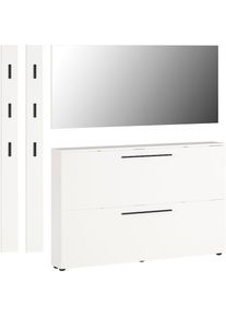 Germania, Garderoben-Set &raquo;GW-Utah&laquo; Set, 4 Stk. tlg., Wei&szlig;, Schuhschrank, Spiegel, 2x Garderobenpaneel