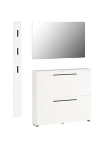 Germania, Garderoben-Set &raquo;GW-Utah&laquo; Set, 3 Stk. tlg., Wei&szlig;, Schuhschrank, Spiegel, Garderobenpaneel