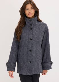 bonprix Lange Cabanjacke in Wolloptik, grau, Gr.40, Mit Taschen und hohem Kragen