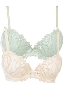 bonprix Femei Sutien vătuit cu broderie fină (2buc.), verde, 100D