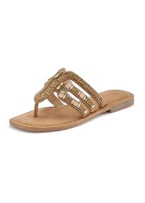 Vivance Dames Teenslipper in camelkleuren ,maat 41, Witt, 100% Leer