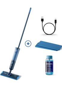 Philips Akku-Wischmopp "OneUp elektrischer Wischer 3000 Series XV3101/11", blau, B:35cm H:138,3cm T:12cm, Akkusauger, 50 min Akku-Laufzeit, inkl. 2 Pads und 40 ml Reiniger, Akku-Wischmopp