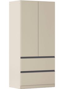 Dreht&uuml;renschrank Rauch "Kleiderschrank Schrank Garderobe COSTA in den Breiten 91/136/181 cm", beige (champagner), eingriffe graumetallic, B:91cm H:197cm T:54cm, Holzwerkstoff, Schr&auml;nke, Dreht&uuml;renschrank, viel Platz, grifflose Front und Push-to-Open Funktion MADE IN GERMANY