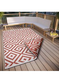 Teppich OTTO HOME "Ronda Wendeteppich", orange (terra, creme), B:280cm H:5mm L:380cm, Kunstfaser, Teppiche, Teppich, Sisal-Optik, Flachgewebe, In- und Outdoor, geometrisches Boho Design