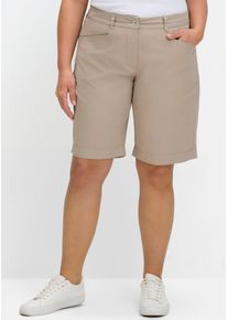 Bermudas sheego, Damen, Gr. 48, Normalgr&ouml;&szlig;en, beige (helltaupe), 98% Baumwolle, 2% Elasthan, unifarben, Hosen Bermudas