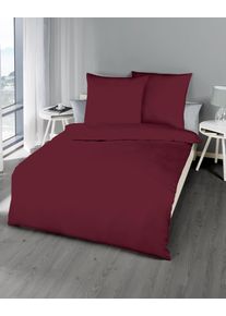 Bettw&auml;sche Kaeppel "Uni", rot (bordeaux), B/L: 135cm x 200cm, 1 Stk., 1 Stk., Seersucker, B/L: 80cm x 80cm, 2 Stk., Seersucker, Obermaterial: 100% Baumwolle, Bettw&auml;sche, Bettw&auml;sche, Unifarben