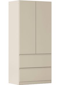 Dreht&uuml;renschrank Rauch "Kleiderschrank Schrank Garderobe COSTA in den Breiten 91/136/181 cm", beige (champagner), eingriffe beige (champagner), B:91cm H:197cm T:54cm, Holzwerkstoff, Schr&auml;nke, Dreht&uuml;renschrank, viel Platz, grifflose Front und Push-to-Open Funktion MADE IN GERMANY