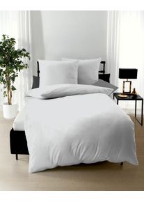 Bettw&auml;sche Kaeppel "Uni", grau, B/L: 155cm x 220cm, 1 Stk., 1 Stk., Mako-Satin, B/L: 80cm x 80cm, 2 Stk., Mako-Satin, Obermaterial: 100% Baumwolle, Bettw&auml;sche, Bettw&auml;sche, Unifarben