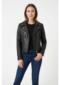 Lederjacke Mauritius "MWPasja", Damen, Gr. S (36), schwarz, Obermaterial: 100% Schafsleder. Futter: 100% Baumwolle. &Auml;rmelfutter: 100% Polyester, unifarben, regular fit h&uuml;ftlang, abgesteppt mit Rei&szlig;verschluss, Jacken Lederjacke, mit Reverskragen
