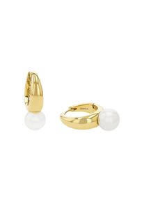 Paar Creolen Amor "Schmuck Geschenk, Perle", gold (gelbgoldfarben, wei&szlig;), Ohrringe, Damen, 6mm, Edelstahl, Paar Creolen, mit Muschelkernperle