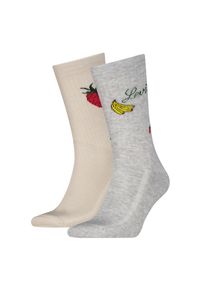 Levi's Socken LEVI'S "LEVIS REG CUT FRUIT AOP", Damen, Gr. 35-38, grau, beige, Baumwollmischung, elastisch, Socken Socken, Cotton-Mix, Fruit-Design, elastisch, weiche, bequeme Sohle