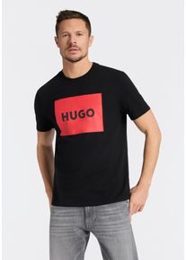 T-Shirt Hugo "Dulive", Herren, Gr. M, schwarz001, Single Jersey, Obermaterial: 100% Baumwolle, unifarben, regular fit normal, Rundhals, abgesteppte Kante, Shirts T-Shirt, Rundhalsausschnitt, Regular Fit, Basic Must Have, Hugo Logo Gummidruck