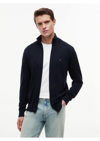 Strickjacke Tommy Hilfiger "ESSENTIAL COTTON ZIP THRU", Herren, Gr. L, blau (desert sky), Strick, Obermaterial: 100% Baumwolle, regular fit h&uuml;ftlang, Rippstrickb&uuml;ndchen, Strickjacken Strickjacke, mit Logostickerei
