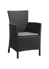 Keter Gartenstuhl, Graphitfarben, Kunststoff, Textil, rund, 60x89x62 cm, gastro- und objekttauglich, wetterfest, wetterbest&auml;ndig, UV-best&auml;ndig, regenabweisend, lichtecht, Gartenm&ouml;bel, Gartensessel, Gartenst&uuml;hle