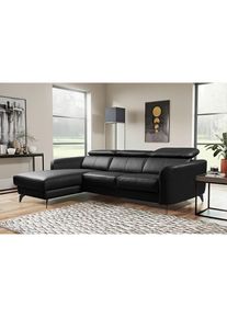 Livetastic , Schwarz , Textil, Leder , Echtleder , Rindleder , L-Form , 261x183 cm , Made in EU , Lederauswahl, seitenverkehrt erh&auml;ltlich, R&uuml;cken echt , Wohnzimmer, Sofas & Couches, Wohnlandschaften, Ecksofas