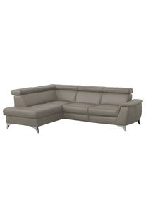 Livetastic , Schlammfarben , Textil, Leder , Echtleder , Rindleder , Ottomane links, L-Form , 257x197 cm , Made in EU , Lederauswahl, R&uuml;cken echt , Wohnzimmer, Sofas & Couches, Wohnlandschaften, Ecksofas