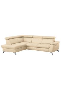 Livetastic , Beige , Textil, Leder , Echtleder , Rindleder , Ottomane links, L-Form , 257x197 cm , Made in EU , Lederauswahl, R&uuml;cken echt , Wohnzimmer, Sofas & Couches, Wohnlandschaften, Ecksofas