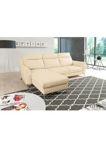 Livetastic , Beige , Textil, Leder , Echtleder , Rindleder , L-Form , 236x168 cm , Made in EU , Lederauswahl, seitenverkehrt erh&auml;ltlich, R&uuml;cken echt , Wohnzimmer, Sofas & Couches, Wohnlandschaften, Ecksofas