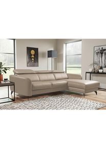 Livetastic , Hellgrau , Textil, Leder , Echtleder , Rindleder , L-Form , 261x183 cm , Made in EU , Lederauswahl, seitenverkehrt erh&auml;ltlich, R&uuml;cken echt , Wohnzimmer, Sofas & Couches, Wohnlandschaften, Ecksofas