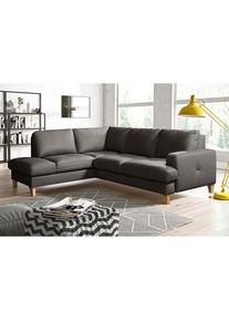 Livetastic , Dunkelbraun , Textil, Leder , Echtleder , Rindleder , Buche , Ottomane links, L-Form , 234x190 cm , Made in EU , Lederauswahl, seitenverkehrt erh&auml;ltlich, Hocker erh&auml;ltlich, R&uuml;cken echt , Wohnzimmer, Sofas & Couches, Wohnlandschaften, Ecksofas