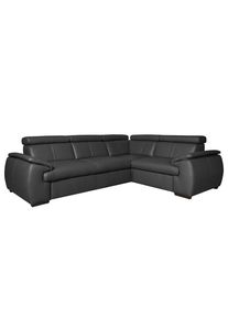 Livetastic , Schwarz , Leder , Echtleder , Rindleder , Buche , L-Form , 265x193 cm , Made in EU , Lederauswahl, seitenverkehrt erh&auml;ltlich, R&uuml;cken echt , Wohnzimmer, Sofas & Couches, Wohnlandschaften, Ecksofas